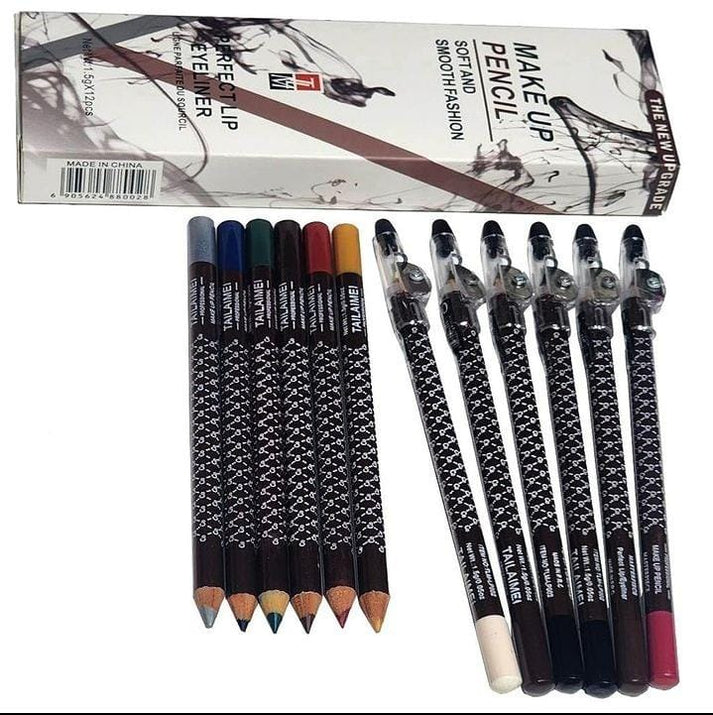 Pack of 12 Cosmetic Perfect Eyeliner Pencils