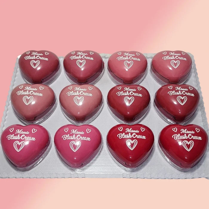 Miundo Love Heart Shape Blush Cream Monochrome Smooth Cheek Tint Mud Blusher Palette Natural Matte Pink Purple Orange Face Rouge