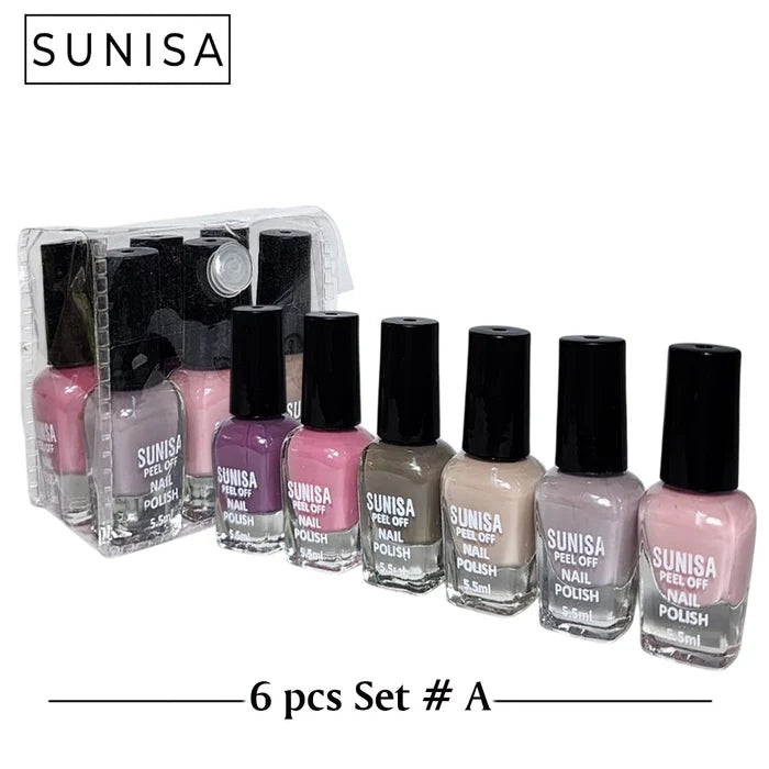 New Sunisa 6pcs Set Matte Nail Polish / Peel Off Set A