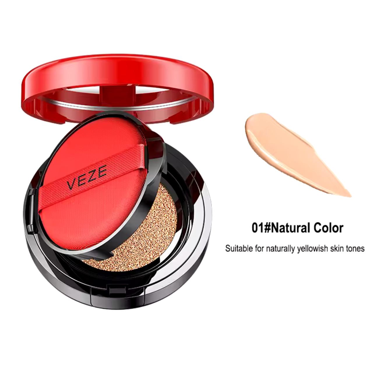 VEZE  Red Air Cushion Foundation BB CC Cream - Lightweight, Long-lasting Coverage