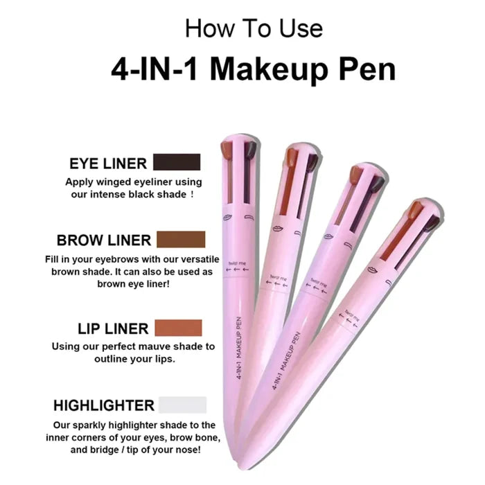 Miss 4in1 Makeup Pen Eyeliner Lip Liner Eyebrow Pencil HighlighterGosh Super Cute Highlighter | Shimmer Highlighter Powder | Face Glow Highlighter Makeup (Copy)