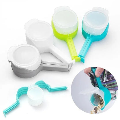 Bag Seal Clips Food Storage Chip Sealing Clamp with Pour Spout Airtight Grip