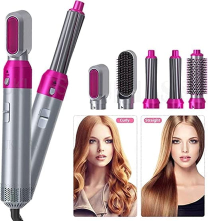 5 In 1 Electric Blow Dryer Comb Hair Curling Wand Detachable Brush Kit Negative Ion Straightener Hair Curler