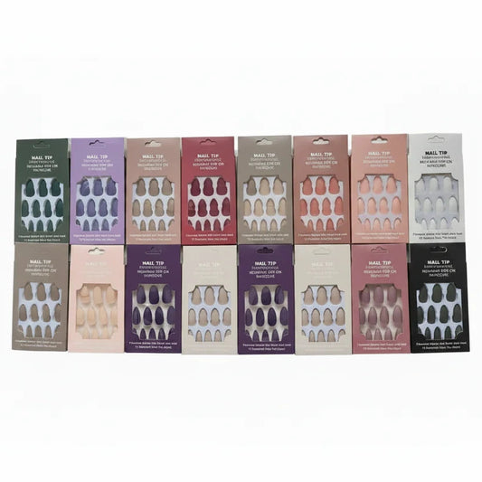 Nail Tip Professional Reusable Pop-On Manicure Pre Glued Nails Card Matte Nail 12pcs Set