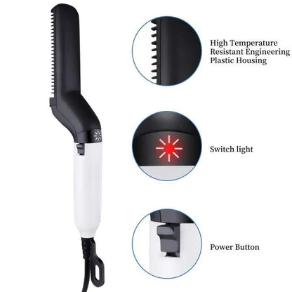 Men Quick Beard Straightener Comb Hair Curling Curler Tool Electric Hair for Men