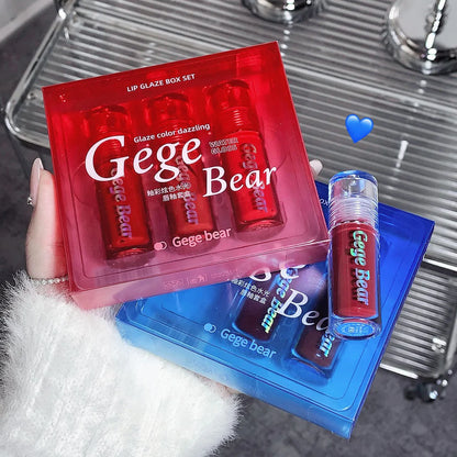 GEGE BEAR pack Of 3 Water gloss lip glaze thin Moisturizing set box