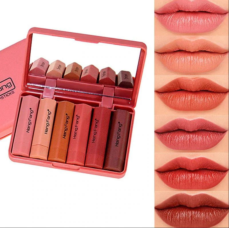 Hengfang 6pcs Mini Velvet Lipstick Waterproof (Multi Edition)