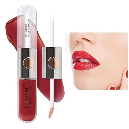 Pack 3pcs rondom Shades Clear Pink Double Headed Transparent Plumping Lip Gloss+Lip liner 6ml