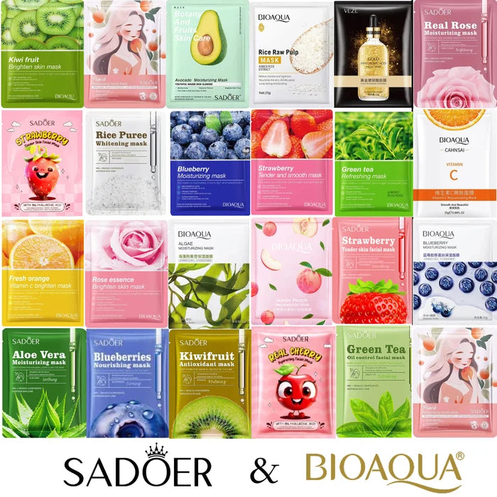 Pack Of 15Pcs Random Moisturizing , Glowing , Anti Aging Deep Repair Sheet Masks 1x15