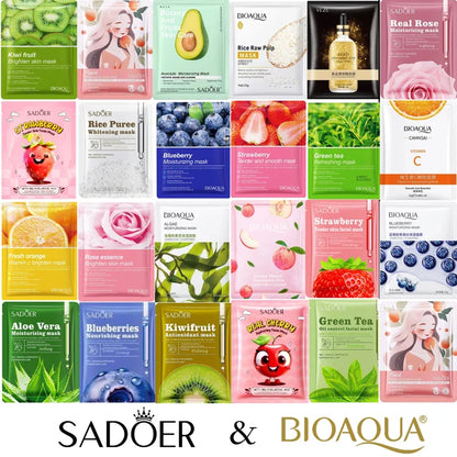 Pack Of 15Pcs Random Moisturizing , Glowing , Anti Aging Deep Repair Sheet Masks 1x15