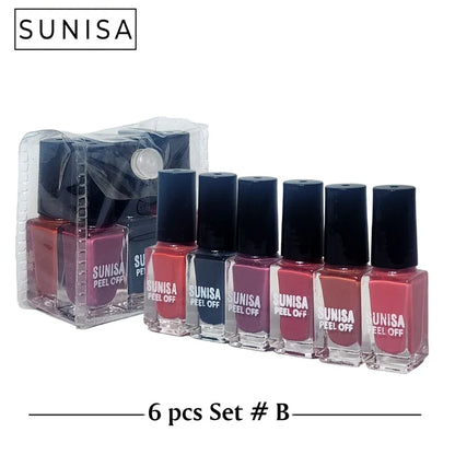 New Sunisa 6pcs Set Matte Nail Polish / Peel Off Set B