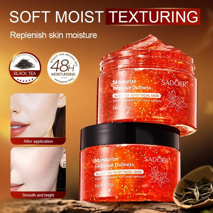 SADOER Black Tea Yeast Facial Mask 120g | Moisturizing, Nourishing & Skin Smoothing Face Mask