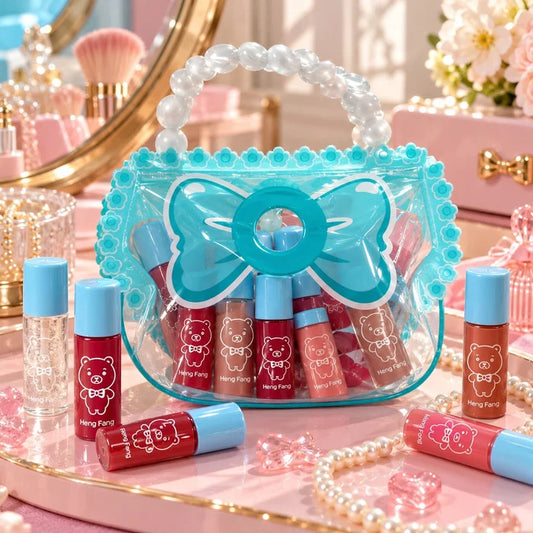 Heng Fang 12 Pcs Glossy Lip Gloss Set with Stylish Carry Bag