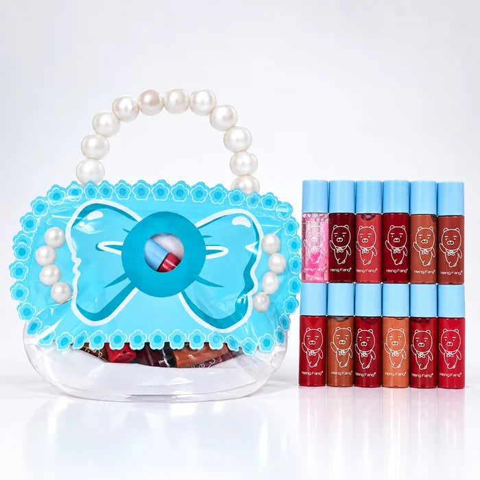 Heng Fang 12 Pcs Glossy Lip Gloss Set with Stylish Carry Bag