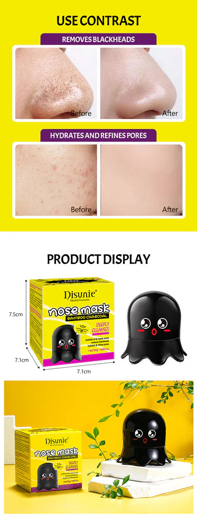 Disunie Nose Mask Blackhead Remover Patches Bamboo Chrcoal Nose Cleaning 50g New Design