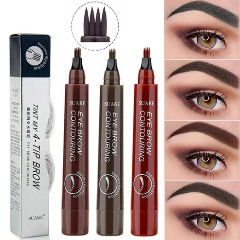 Pack of 3 Eyebrow Pen Liquid Waterproof Microblading Long Lasting Natural Beauty Looking 4 Fork Tip Tattoo Makeup Pencil