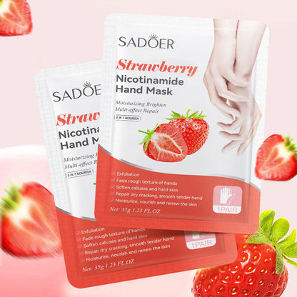 SADOER 1 Pair Fruit Moisturizing Peeling Gloves Hand Mask Exfoliating Sheet Mask 35g