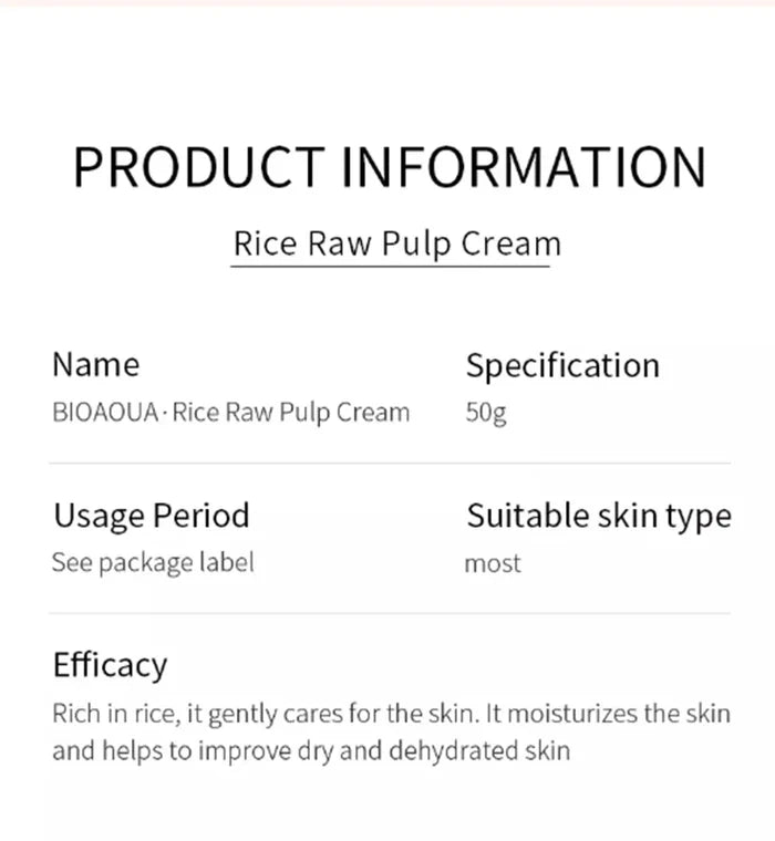 BIOAQUA RICE RAW Pulp Moisturizing Face Cream 50g