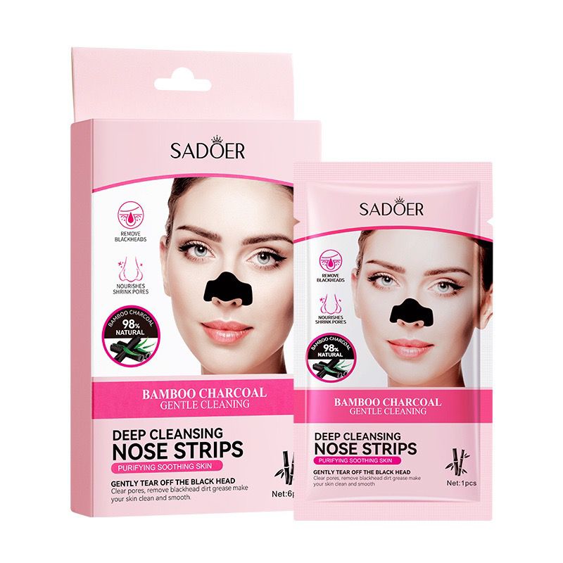 Sadoer Pink Bamboo Charcoal Deep Cleansing Nose Strips 6 Strips in Box