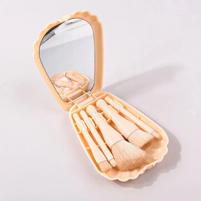 New Elegant 5pcs Shell Mirror Plastic Box Brush Set