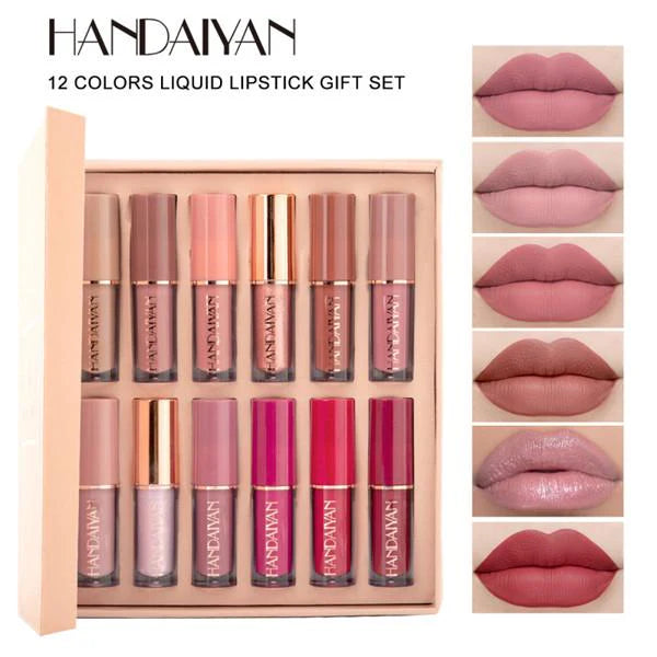 HANDAIYAN 12 Colors Matte Liquid Lipstick Lip Gloss Set 2.5ml*12pcs