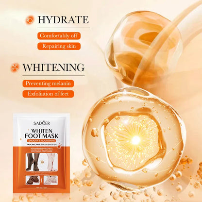 SADOER Vitamin C Skin Care Dark Skin Lightening & Whitening Moisturizing Foot Mask Moisture Soft Hyaluronic Acid Dark Knuckle Foot Mask 35g