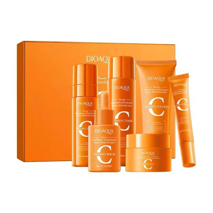 BIOAQUA 6 Pcs Vitamin C Skin Care Set Whitening Brightening & Moisturizing Skin Care Whitening Facial Kit