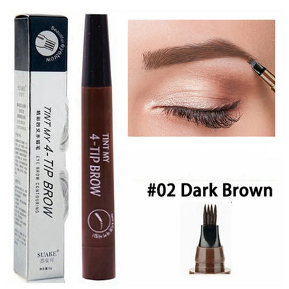 Pack of 3 Eyebrow Pen Liquid Waterproof Microblading Long Lasting Natural Beauty Looking 4 Fork Tip Tattoo Makeup Pencil