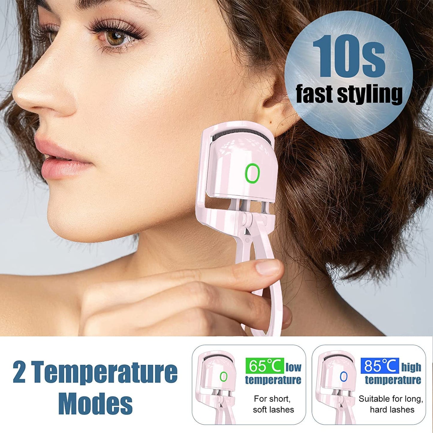 Electric USB Rechargeable Eyelash Curler With 2 Level Temp Quick Heating