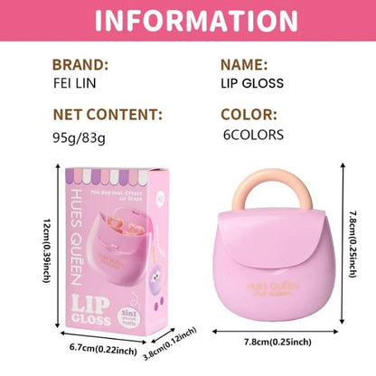 HUES QUEEN 2-in-1 Lip Gloss AirPods Design | Glossy & Matte Lip Color | Cute Fuzzy Ball Keychain