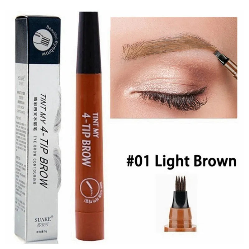 Pack of 3 Eyebrow Pen Liquid Waterproof Microblading Long Lasting Natural Beauty Looking 4 Fork Tip Tattoo Makeup Pencil