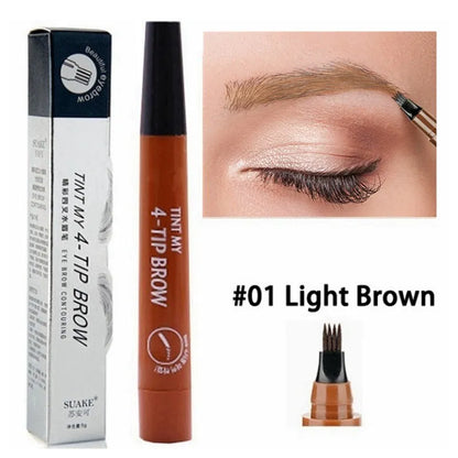Pack of 3 Eyebrow Pen Liquid Waterproof Microblading Long Lasting Natural Beauty Looking 4 Fork Tip Tattoo Makeup Pencil