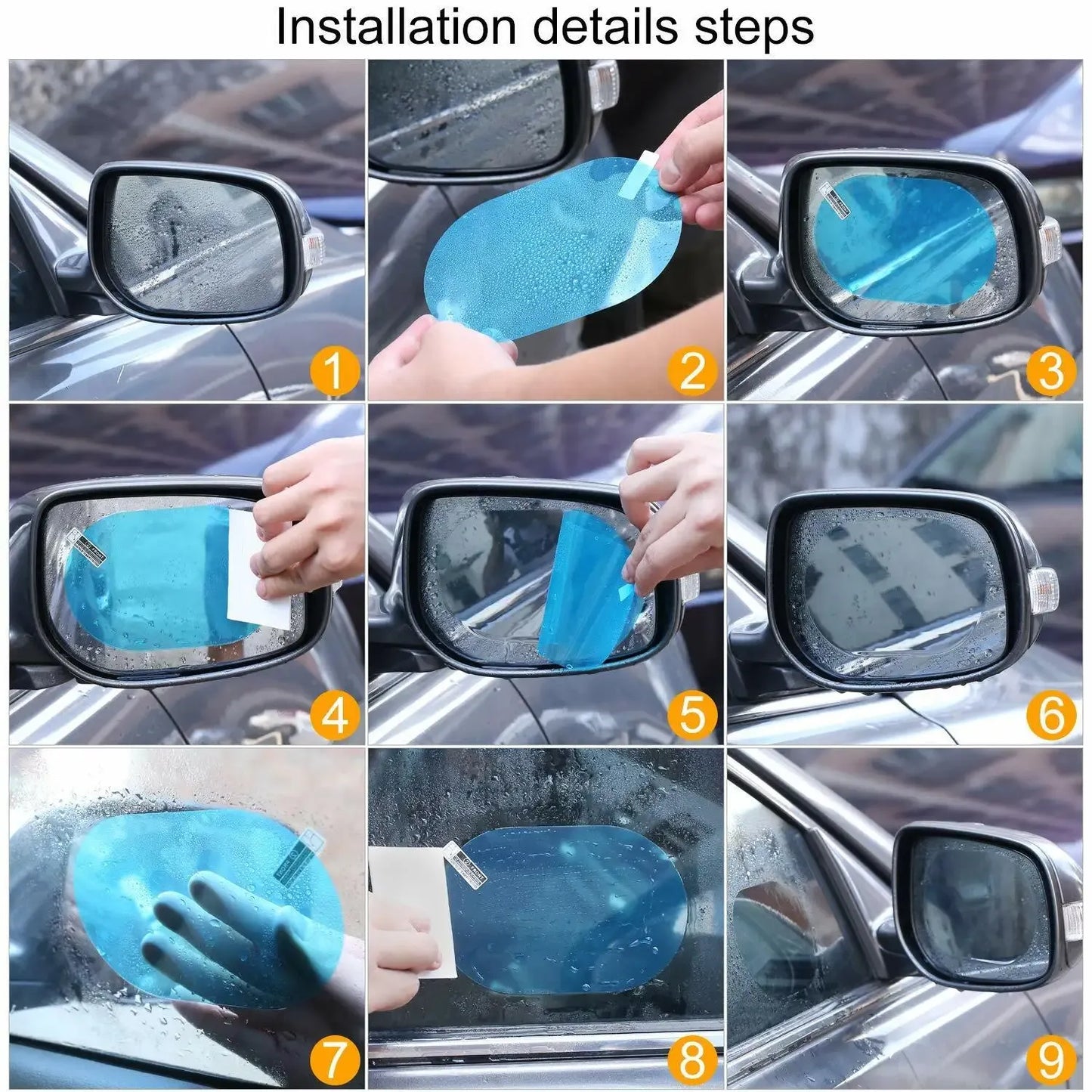 2 PCS Rainproof Car Rear View Mirror Film, Side Mirror Film Drive Safely HD Clear Nano Coating waterproof