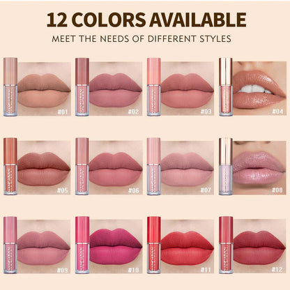 HANDAIYAN 12 Colors Matte Liquid Lipstick Lip Gloss Set 2.5ml*12pcs