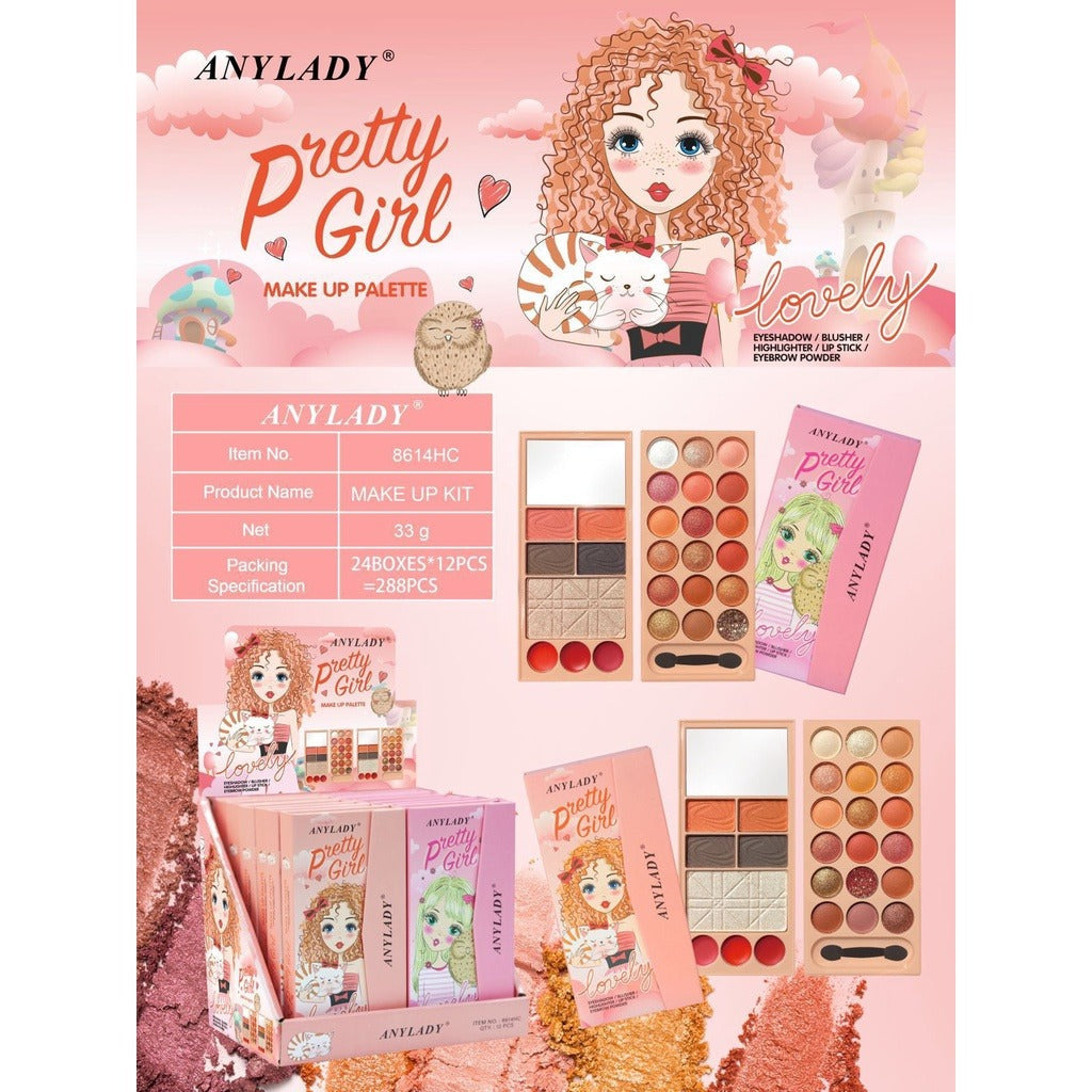 Any Lady Pretty Girl Lovely 29 Shades Eyeshadow Blusher Highlighter Palette - Image 2