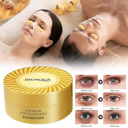 BIOAQUA 60pcs Gold Collagen Eye Mask Anti Wrinkle Sleep Crystal Eye Patch Moisturizing Dark Circles Remover Eye Mask Eye Care