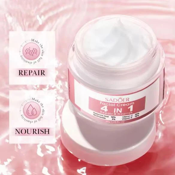 Sadoer Hyaluronic Acid Nicotinamide 4 In 1 Whitening Nourishing Firming Anti Wrinkle Skin Vitamin C, E Face Cream