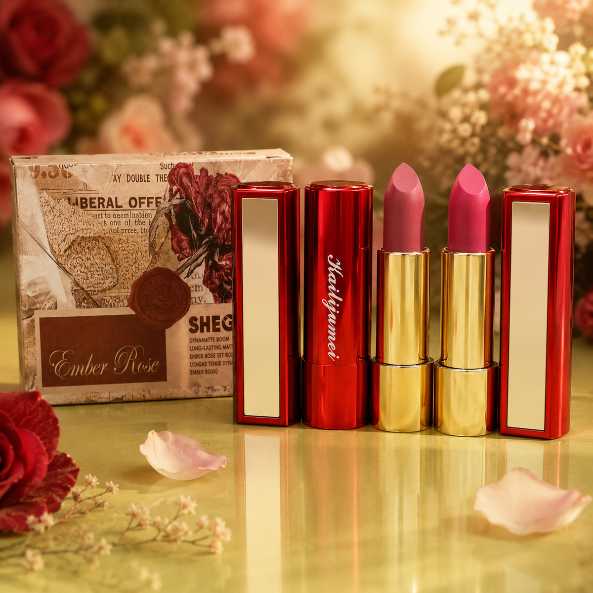 Sheglam Ember Rose Pack of 4 Mirror Lipstick Set – Glossy, Bold & Long-Lasting Shades