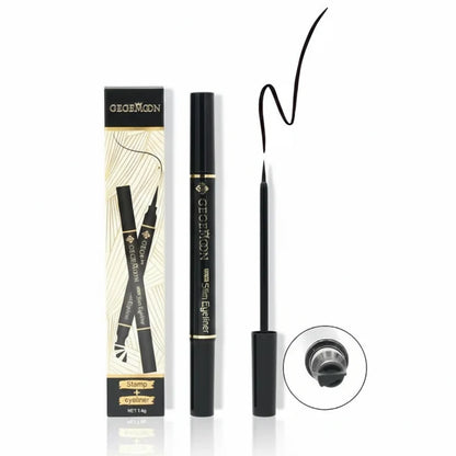 GEGEMOON 2-in-1 Stamp & Slim Liquid Eyeliner Pen - Waterproof Black