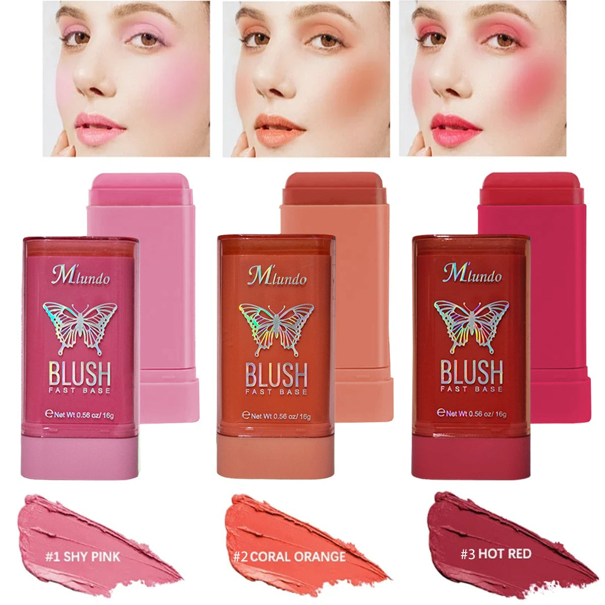 3pcs On The Glow Blush Stick Cheek Lip Tinted Mosturised Blush Stick Highlight Stick (Copy)