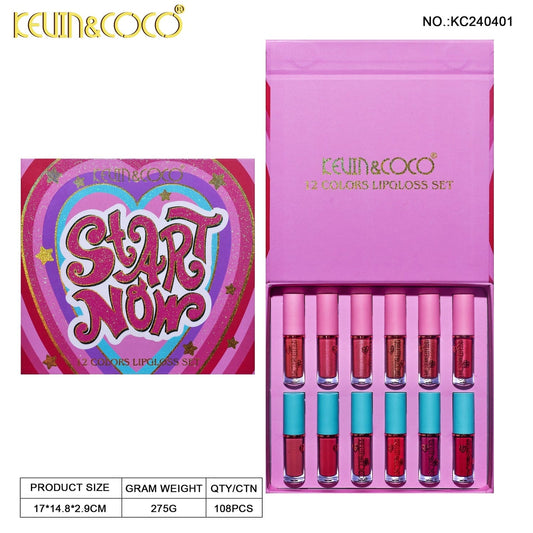 KEVIN&COCO 12-Color Start Now Lip Gloss Set