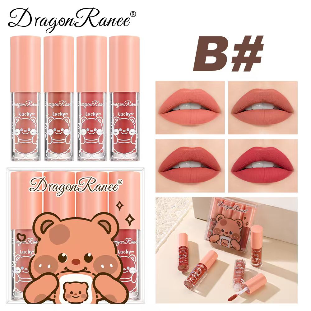 Dragon Ranee Long Lasting Lip Stain Set of 4 Lip gloss Waterproof Lip Color Kit