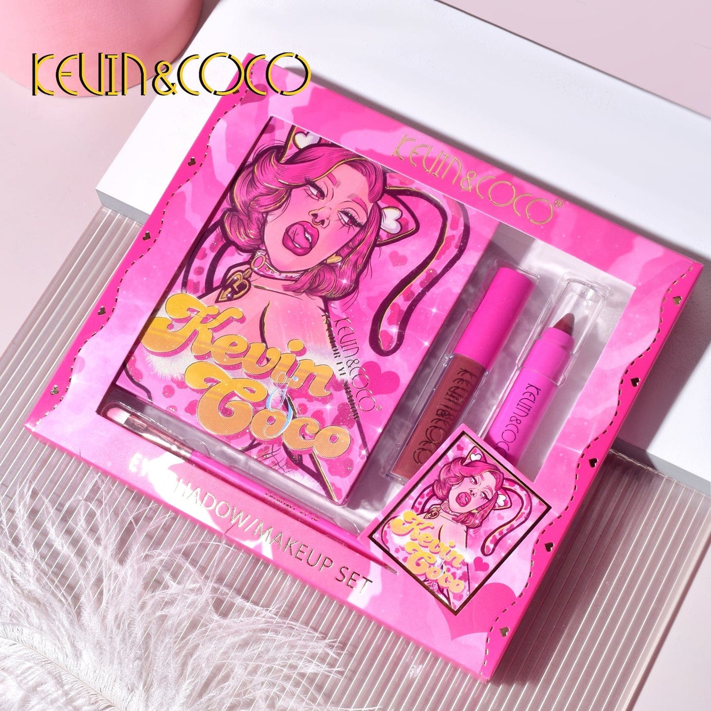 KEVIN&COCO  18-Color Pink Cat Lady Makeup Kit