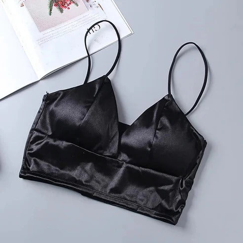 Women Sexy Crop Tops Bra Satin Tube Solid Summer Camis Fashion Camisoles Seamless Basic Tight