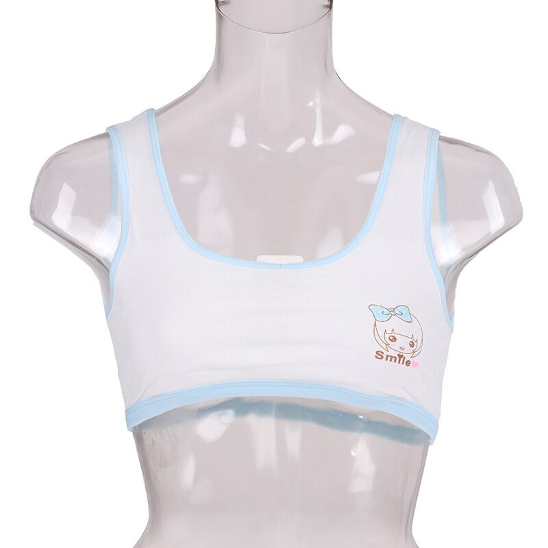 Pack Of 3 - Cotton Bra Vest For Girls Steel-Free Bra Non Padded Cartoon Vest Tank