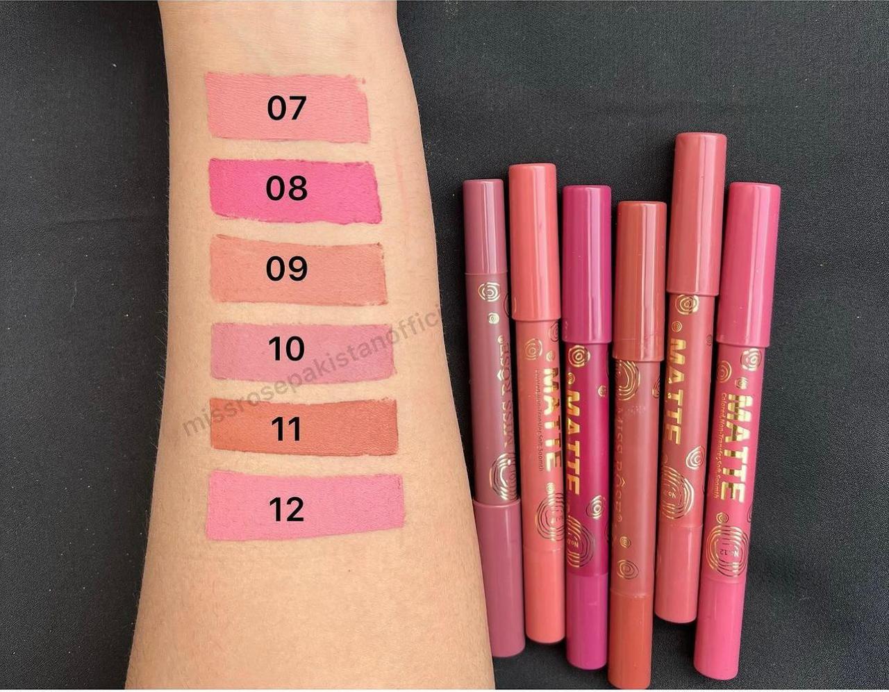 Miss rose Pack Of 06 Matte Lip Pen Lipliner