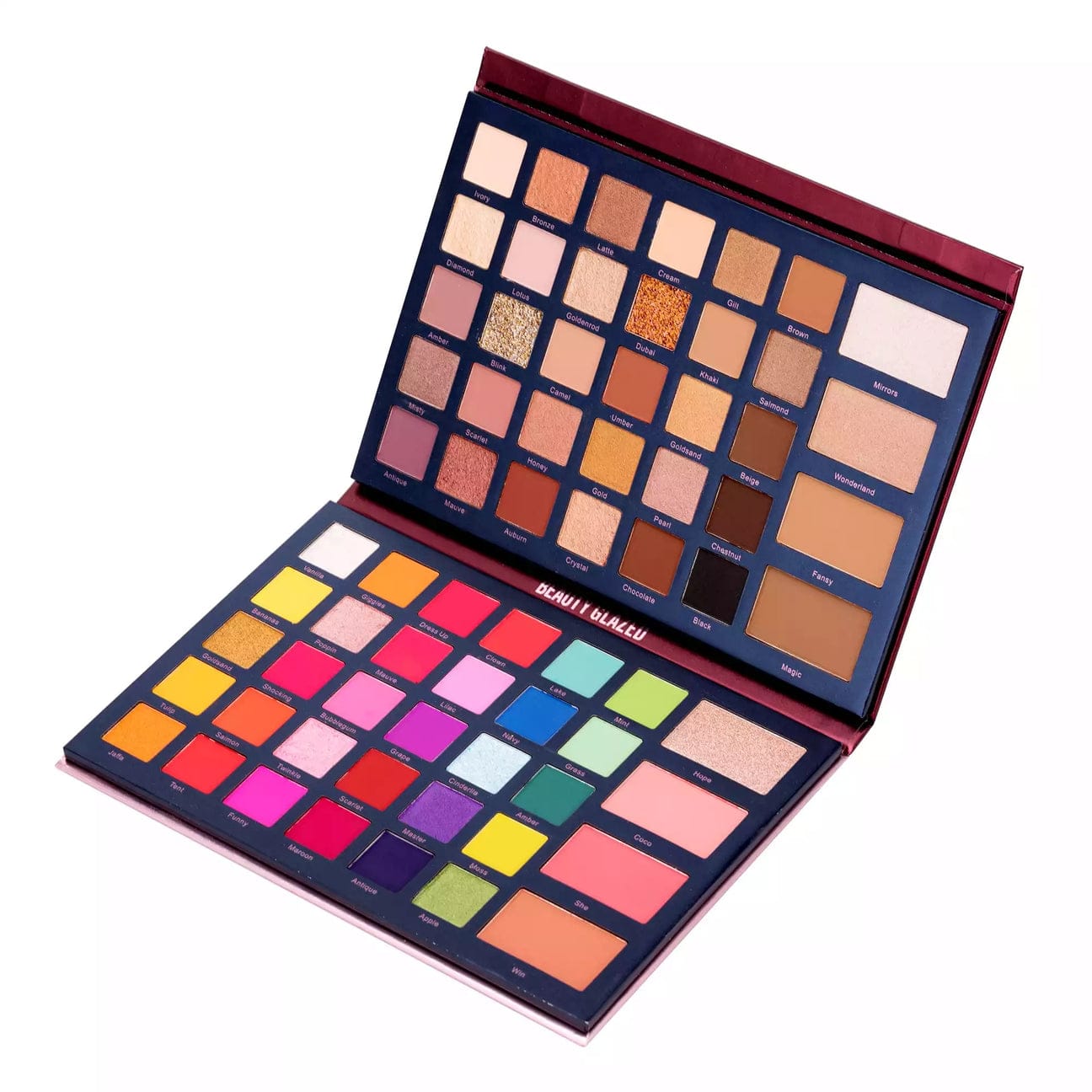 Beauty Glazed Mix & Match 68 Colors Professional Glitter Matte Shimmer Eyeshadow Palette With Highlight Bronze Blush