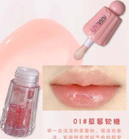 Water Light Lip Gloss Jelly Lipstick Lip Plumping Oil With Big Brush Head Moisturizing Nourishing Lip Glaze 1pcs