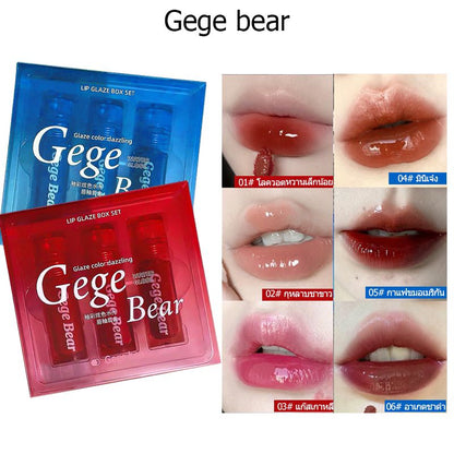 GEGE BEAR pack Of 3 Water gloss lip glaze thin Moisturizing set box