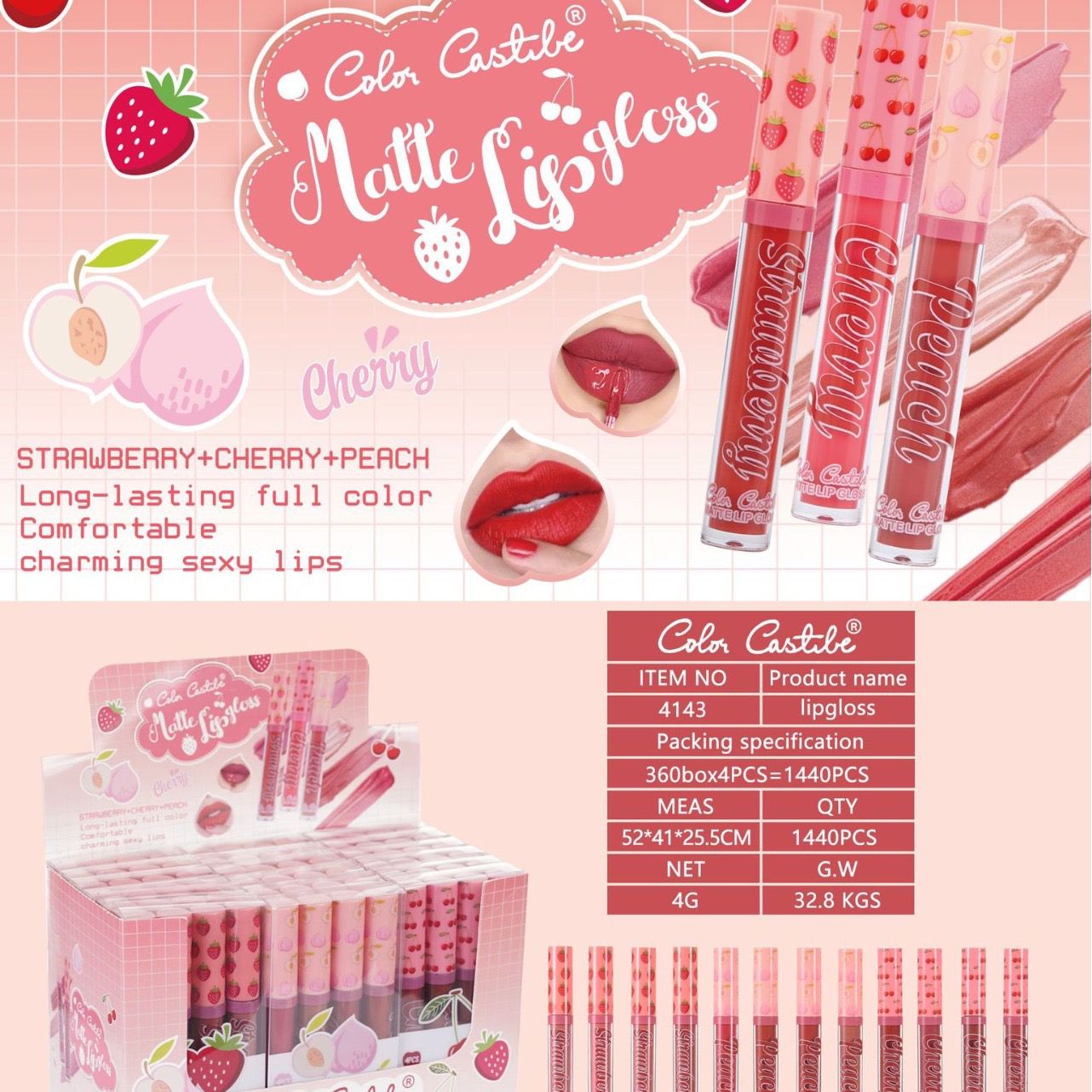 Color Castile Pack of 4Pcs Long Lasting Matte Lip Gloss